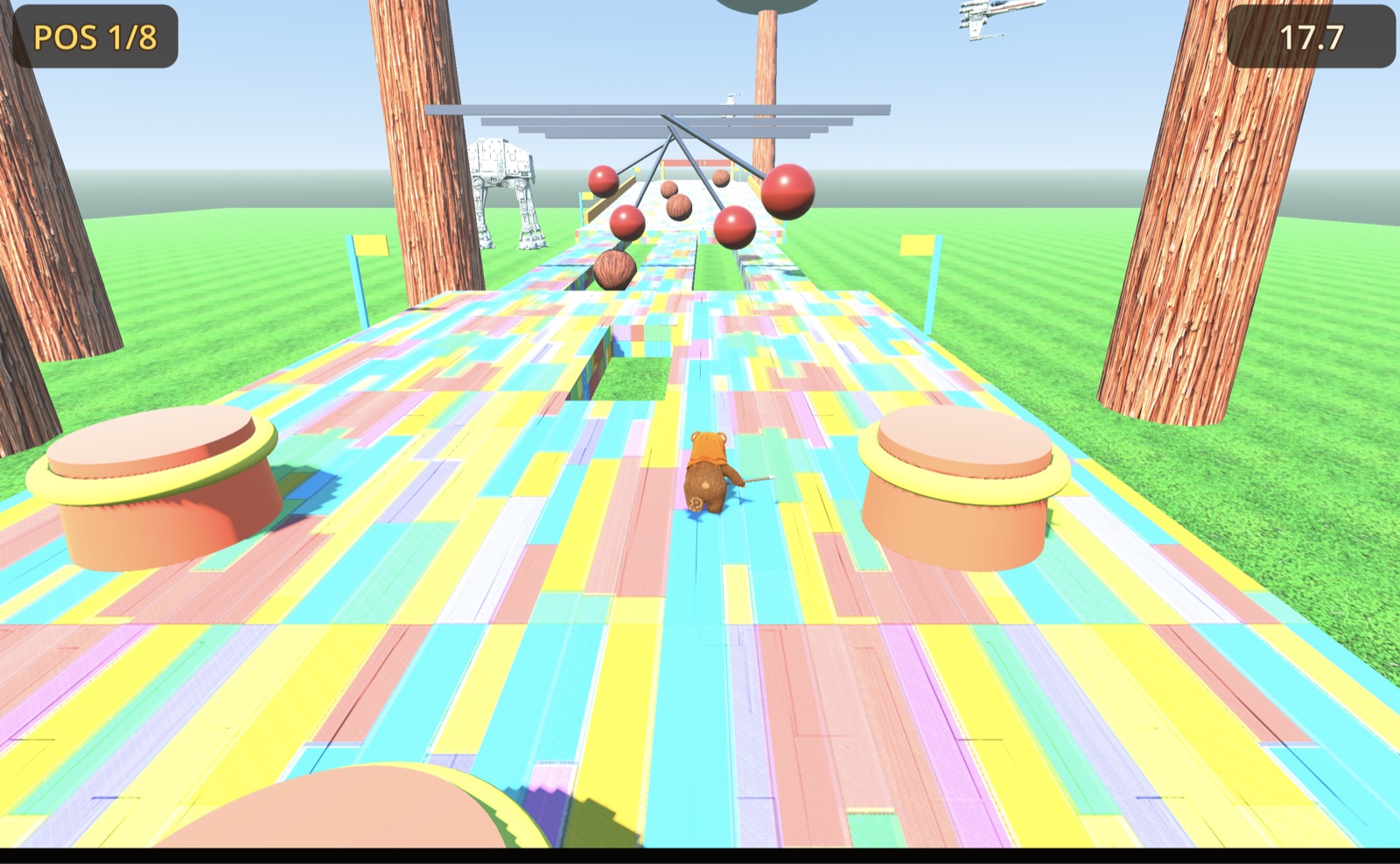 Colorful obstacle-course racer starring a teddy-bear character